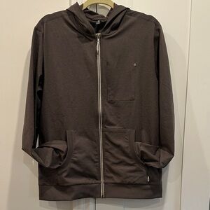 Vuori Coronado Brown Full-Zip Hoodie with Chest Pocket